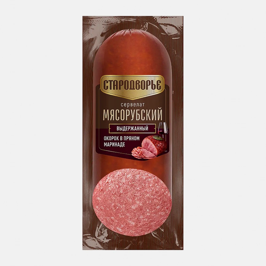 Сервелат Мясорубский варёно-копчёный выдержанный Стародворье 300г фото 1