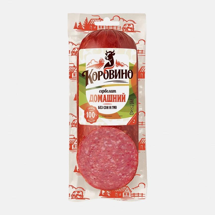 Сервелат Домашний варено-копченый Коровино 280г фото 1